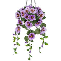 KUNSTBLUMEN Hängende Stiefmütterchen mit Hängeampel 70 cm Hellviolett - Flieder, Textil (22cm)