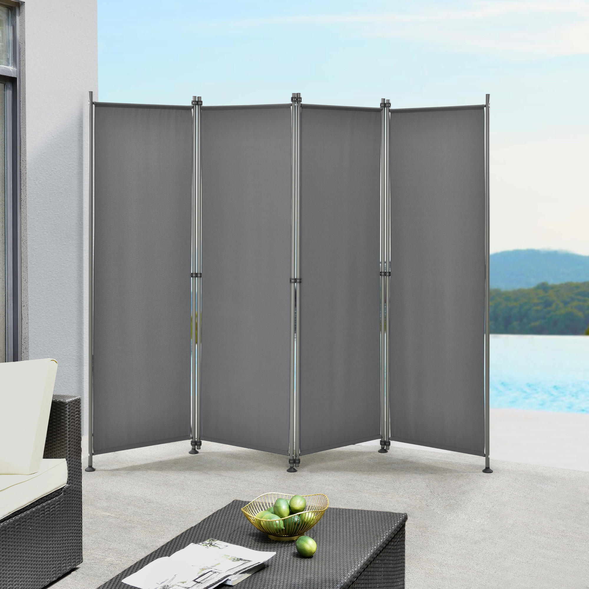 SICHTSCHUTZ Modica - Grau, Textil/Metall (215/170cm) - pro.tec