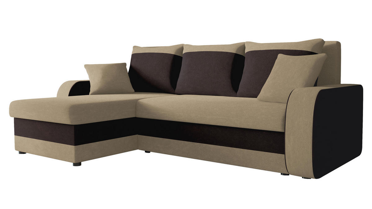ECKSOFA Kris - Schwarz/Cappuccino, Holz/Kunststoff (238/147cm) - MIRJAN24