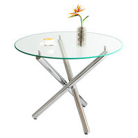 80/76/80 cm Silber aus Glas und Metall mit verstellbaren Gleitern - Silberfarben, Metall (80/80/76cm) - OKMYHOME