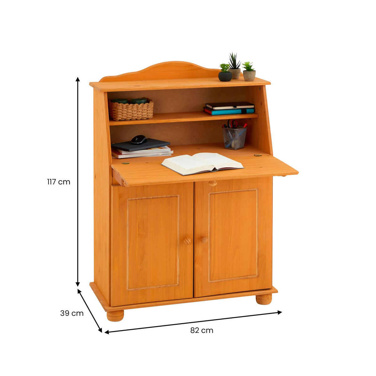 SEKRETÄR DAVID gebeizt/gewachst - Kieferfarben, Holz (38/82/117cm) - IDIMEX