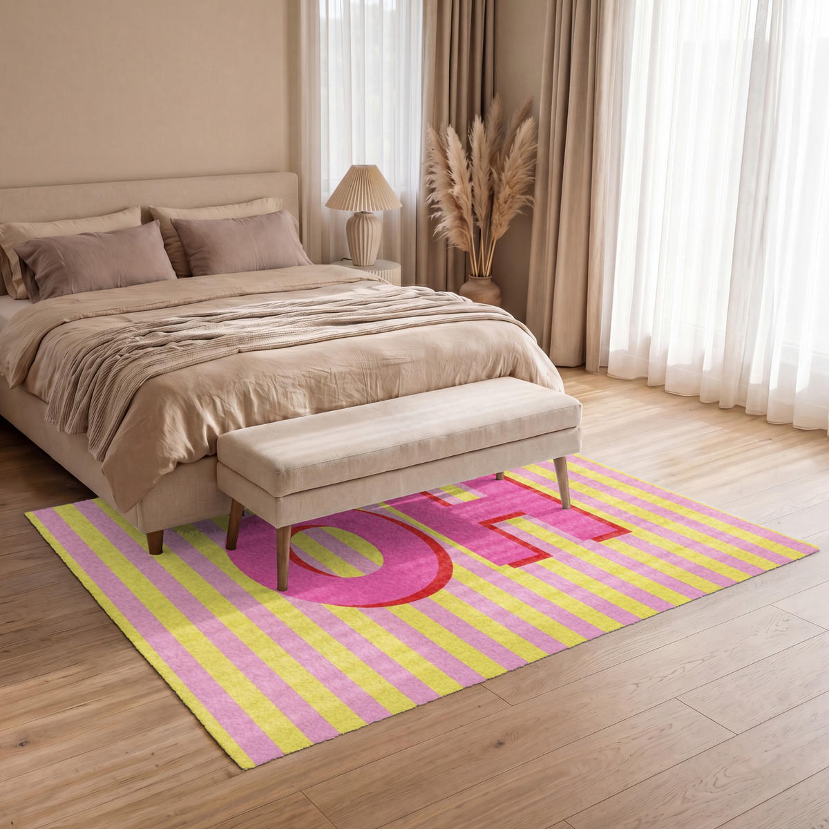 TEPPICH - Text - Streifen - Rosa - 200x140 cm - Pink, Kunststoff/Textil (200/0.4cm) - OnlyWow