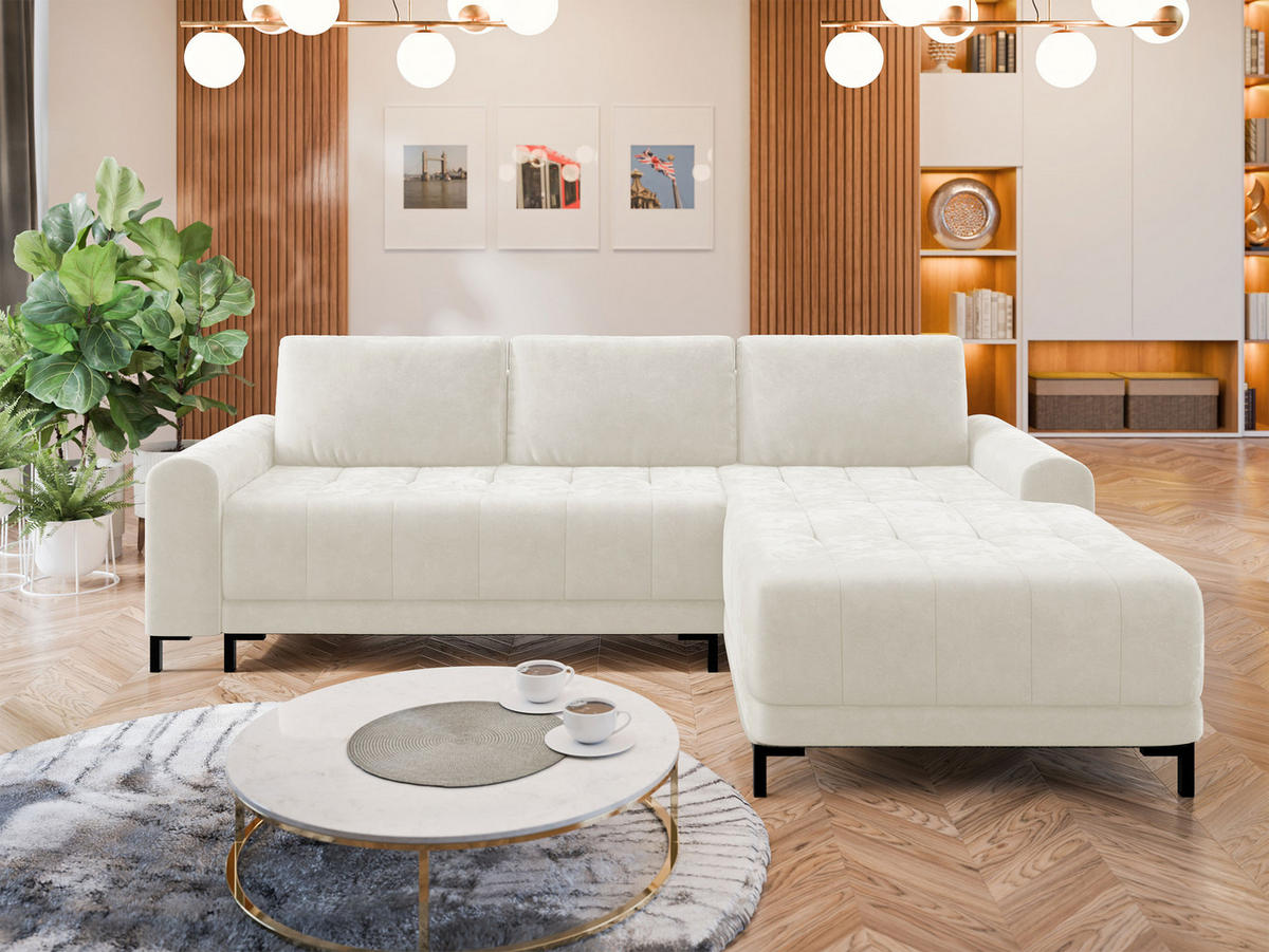 ECKSOFA Aris L, Seite: Rechts - Creme/Schwarz, Holz/Textil (258/168cm) - MIRJAN24