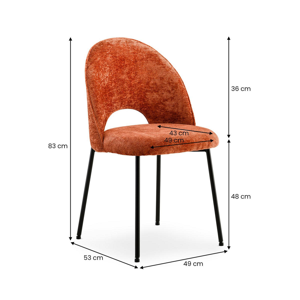 ESSZIMMERSTÜHLE SERENA 2er-Set orange - Orange, Textil (46/83/53cm) - IDIMEX