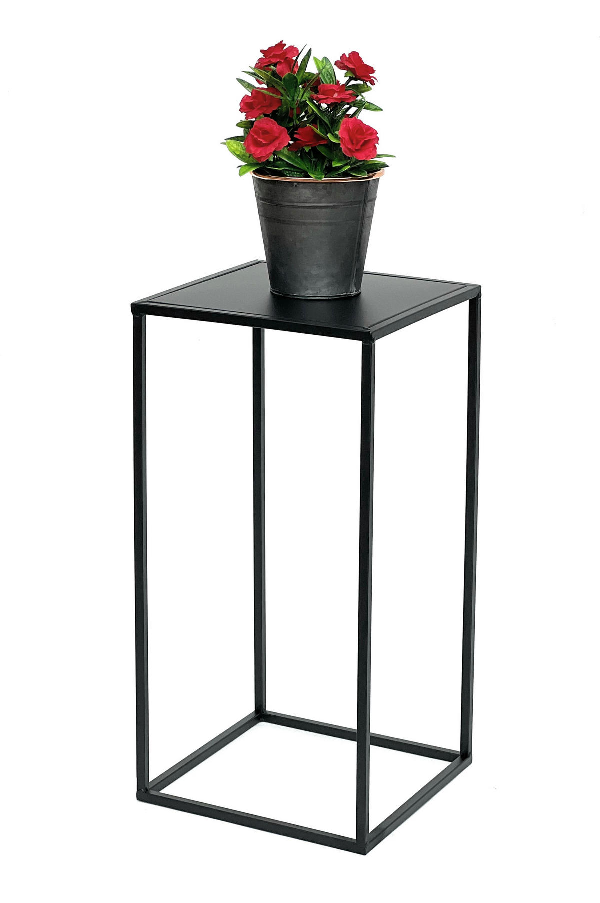 BLUMENHOCKER Metall Schwarz Eckig 50 cm Blumenständer Beistelltisch 96312 S Blumensäule Modern Pflanzenständer Pflanzenhocker - Schwarz, Metall (26/50/26cm) - DanDiBo