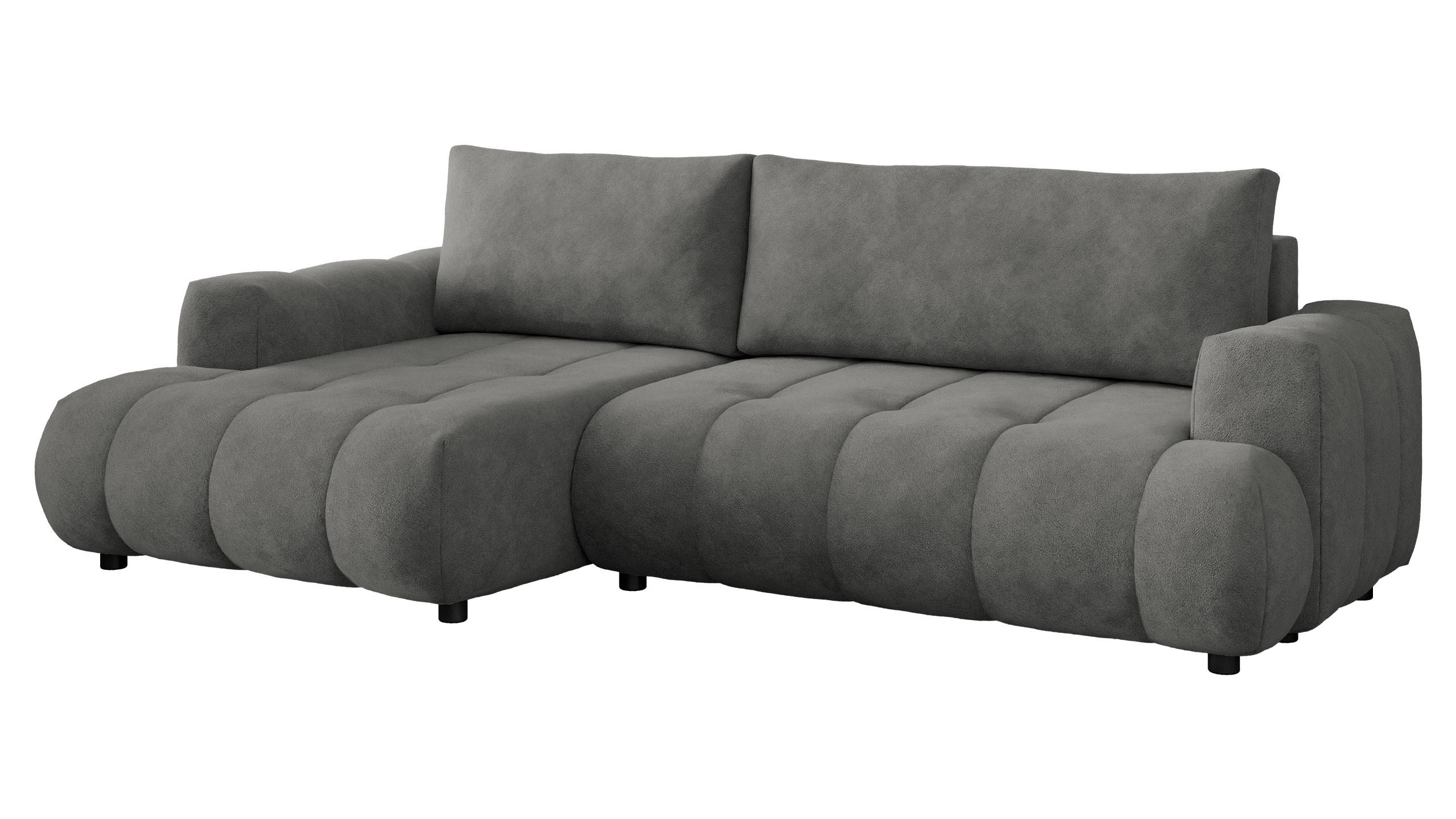 ECKSOFA Haiti, Seite: Links LC+2R - Schwarz/Grau, Holz/Textil (276/156cm) - MIRJAN24
