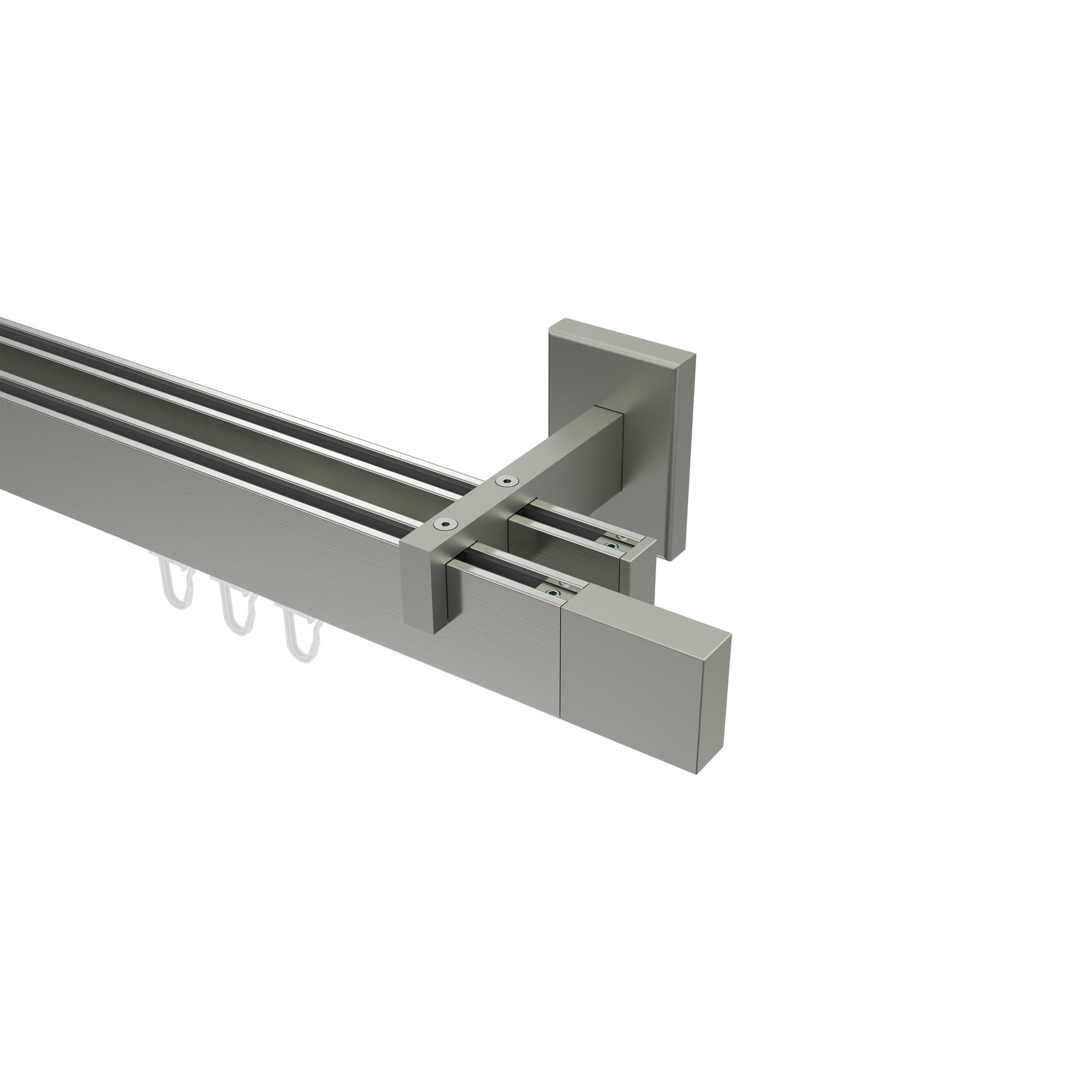 INNENLAUF-GARDINENSTANGEN-SET Smartline Lox 180 cm, 2-läufig, 14x35 mm Edelstahl-Optik - Edelstahlfarben, Metall (180cm) - INTERDECO