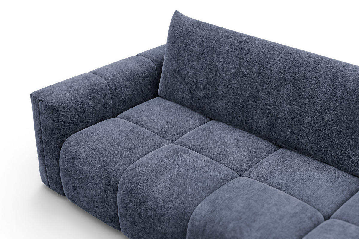ECKSOFA VERONA 4-Sitzer rechts, Marineblau - Blau/Schwarz, Holz/Textil (266/173cm) - Courtois Laville