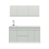 SINGLEKÜCHE R-Line, Pastellgrün/Weiß, 160 cm Arbeitsplatte Satin - Pastellgrün/Weiß, Holzwerkstoff (160/81.6/60cm) - Vicco