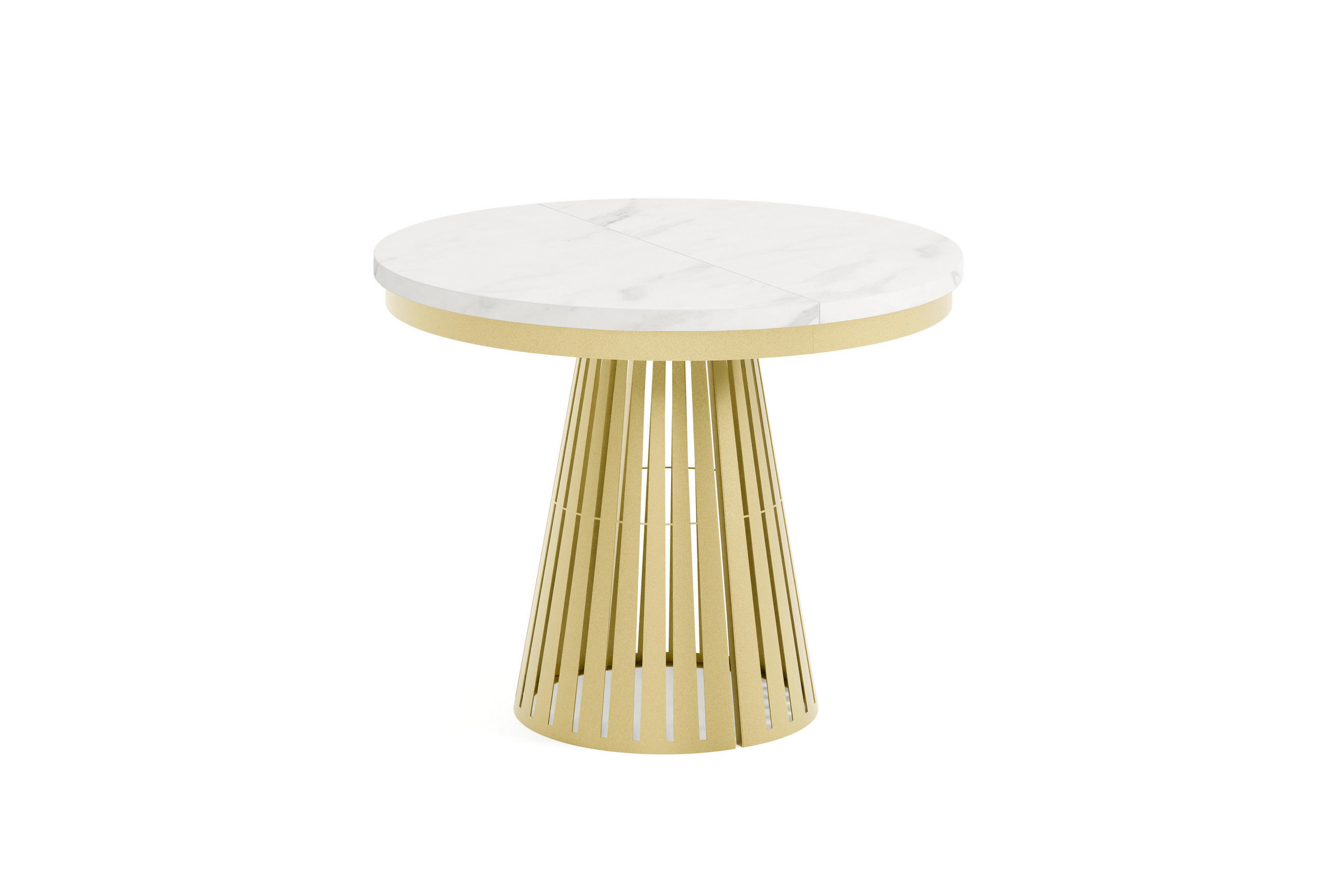 ESSTISCH Cone Bis - Weiß Hochglanz/Goldfarben, Holzwerkstoff/Metall (100/100/76cm) - Meblini