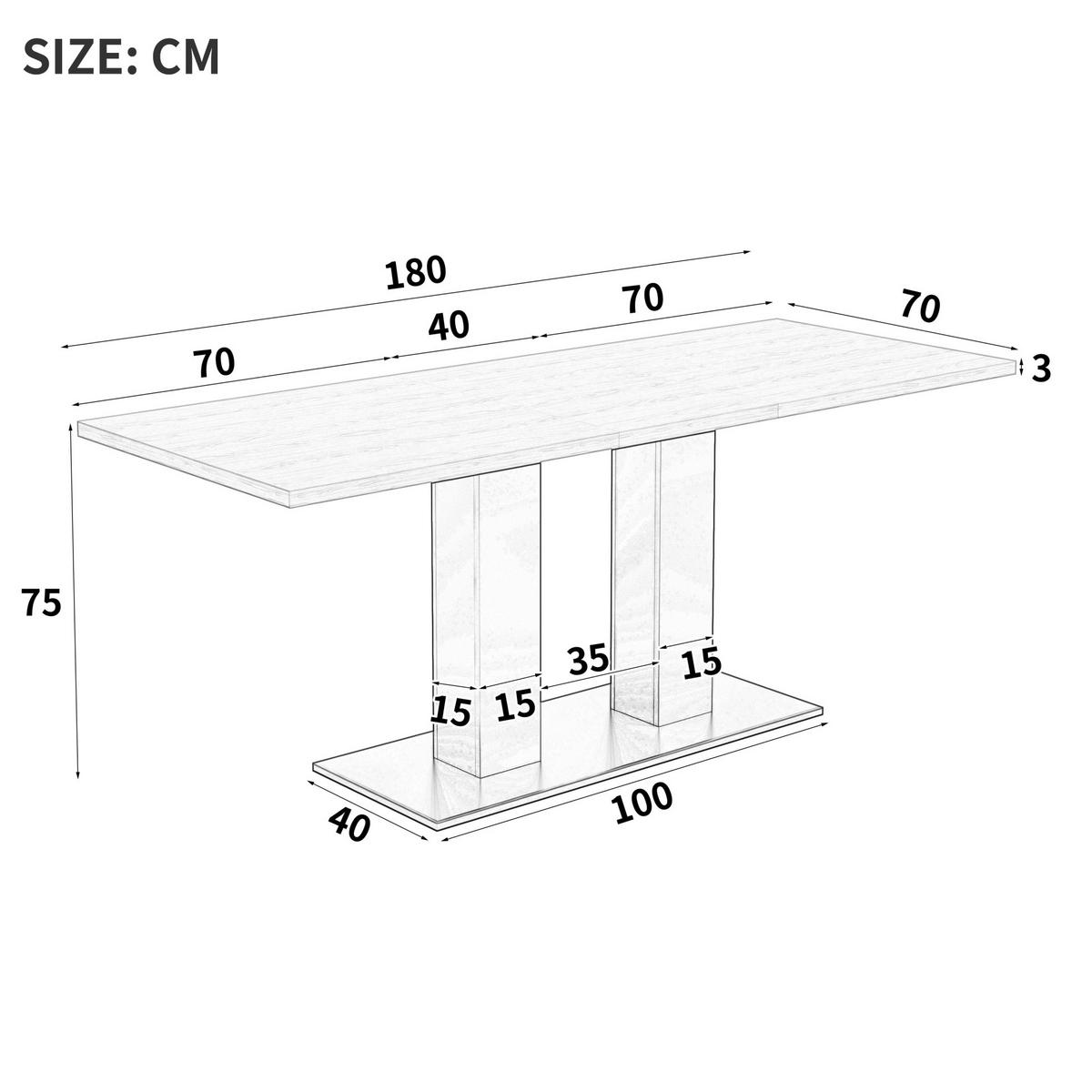 ESSTISCH 140/180/70 cm natur aus MDF mit Ausziehfunktion - Schwarz, Holzwerkstoff (180/70/75cm) - OKWISH