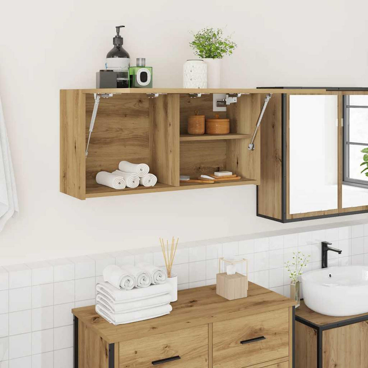 BAD-WANDSCHRANK Artisan-Eiche 80/25/40 Cm Holzwerkstoff - Braun, Holzwerkstoff (25/40/80cm) - vidaXL
