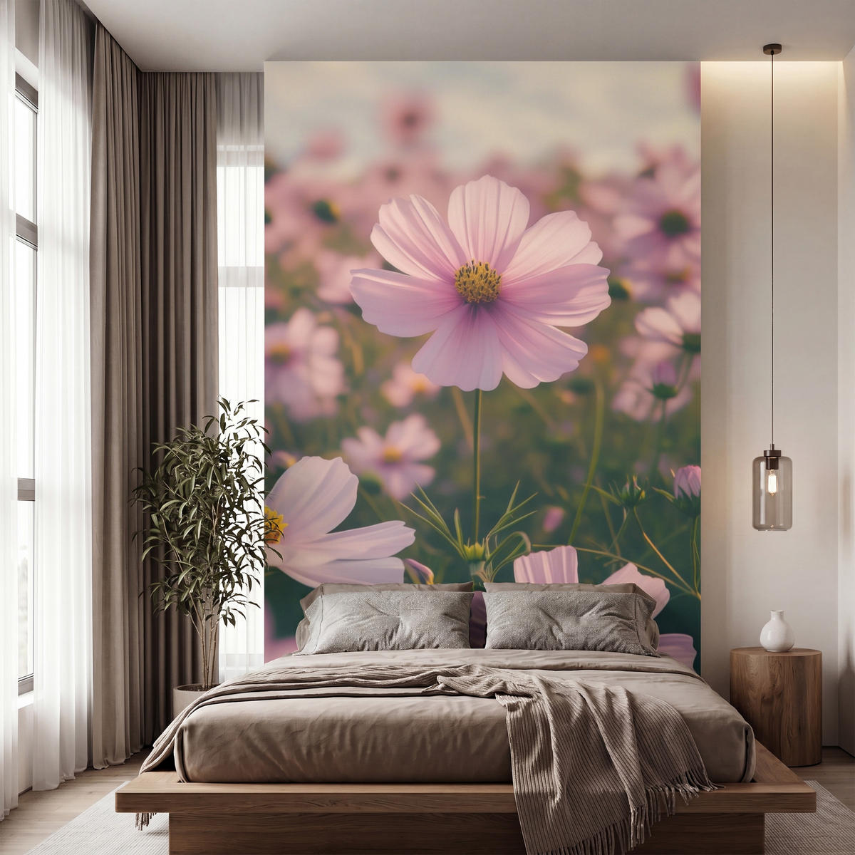 TAPETE - Blumen - Lila - Unscharf - 180x300 cm - Rosa, Papier (180/300cm) - OnlyWow