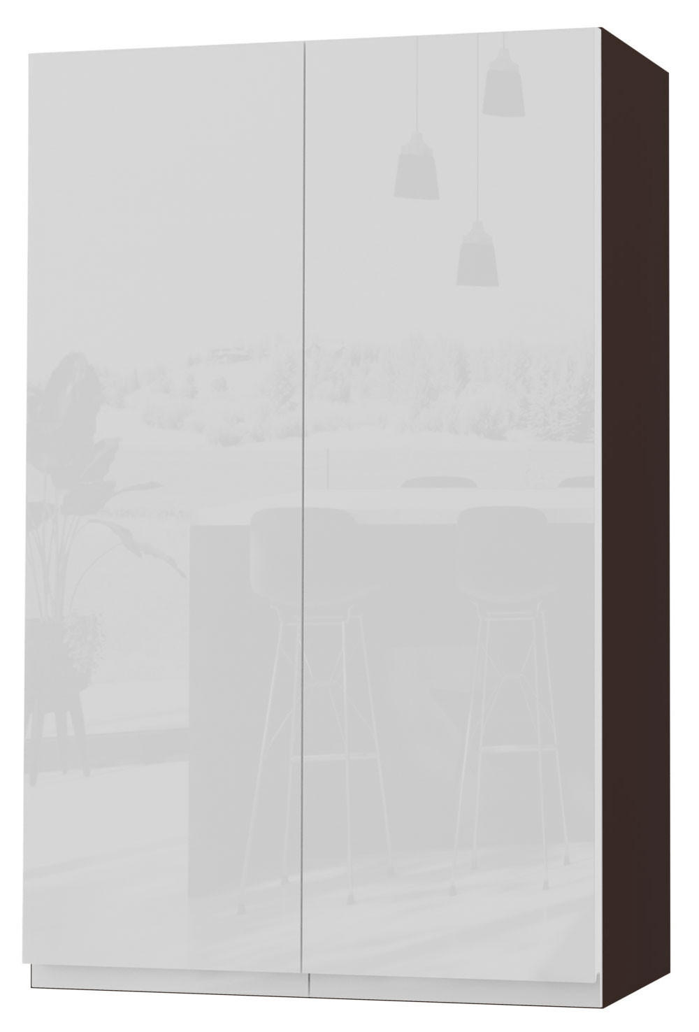 Feldmann-Wohnen Hängeschrank Weiß Hochglanz, Dunkelgrau 60x96x32.5 cm
