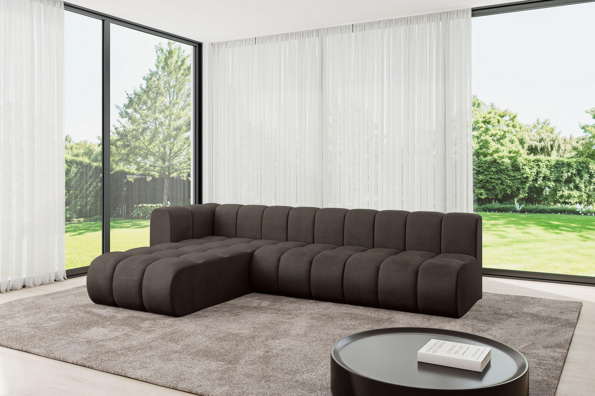ECKSOFA modulares Sofa Darnel-L2 - 296x177x70 cm Braun - Braun, Holzwerkstoff/Textil (296/177cm) - ALTDECOR