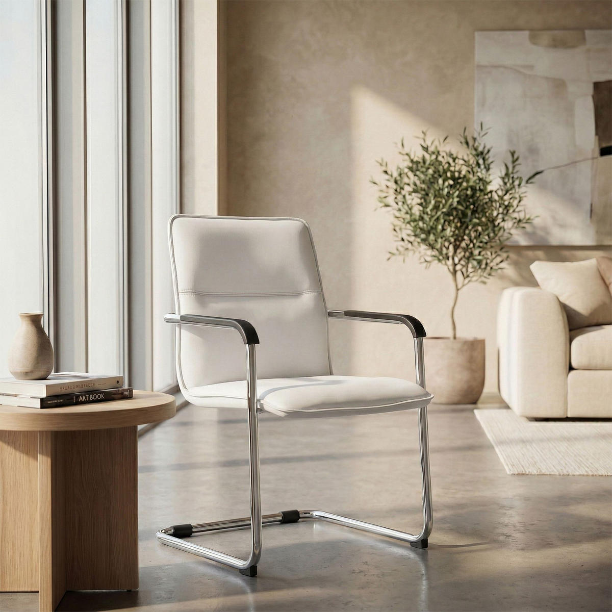 SCHWINGSTUHL Lederlook Weiß - Weiß, Textil/Metall (57/92/59cm) - CLP