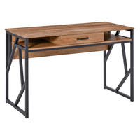 SCHREIBTISCH Schwarz und Walnuss-Optik mit Schublade und 2 Fächern 120/60/76 cm - Walnussfarben, Holzwerkstoff (60/120/76cm) - PANGIVO