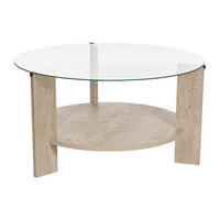 COUCHTISCH - 75 cm x 75 cm - Holz, Platte, Glas - Beige SENIRA - Beige, Glas/Holz (75/75/40cm) - Vente-Unique