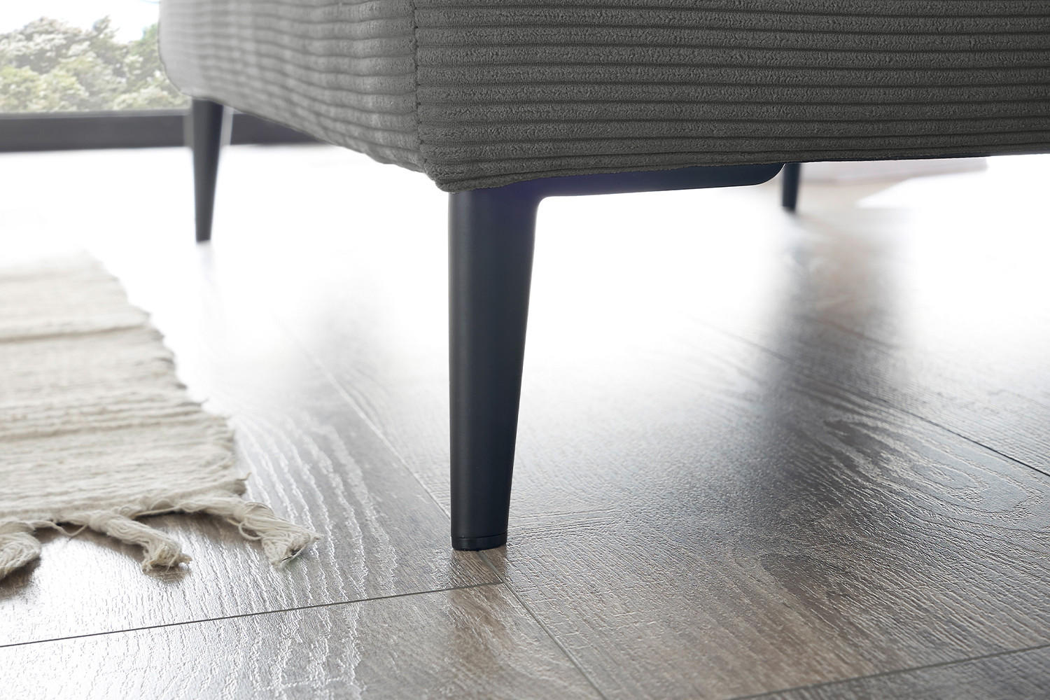 LONGSEAT CARA Anthrazit Cord - Anthrazit/Schwarz, Textil/Metall (132/84/170cm) - KAWOLA