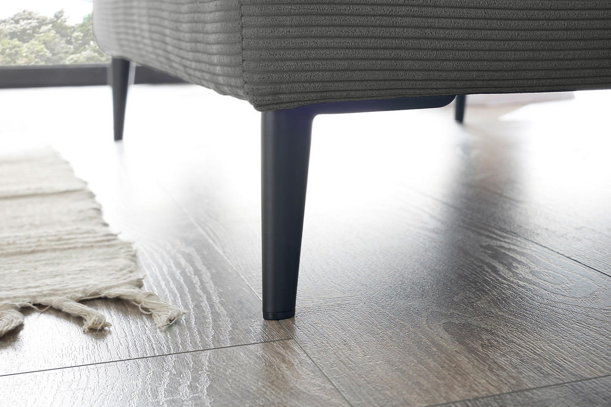 LONGSEAT CARA Anthrazit Cord - Anthrazit/Schwarz, Textil/Metall (132/84/170cm) - KAWOLA