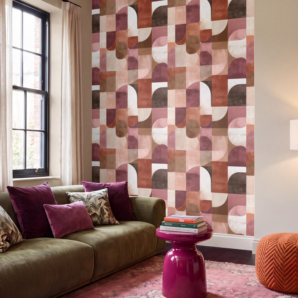 TAPETE - Geometrie - Modern - Retro - 220x260 cm - Multicolor, Papier (220/260cm) - OnlyWow