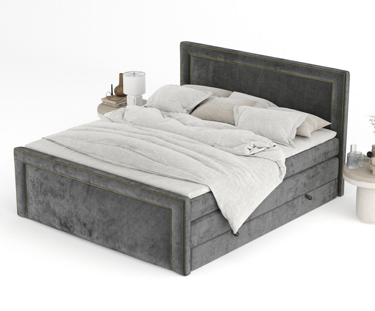 BOXSPRINGBETT Luxora Anthrazit 140/200 cm - Anthrazit/Schwarz, Holz/Holzwerkstoff (140/200cm) - Maison de Reve
