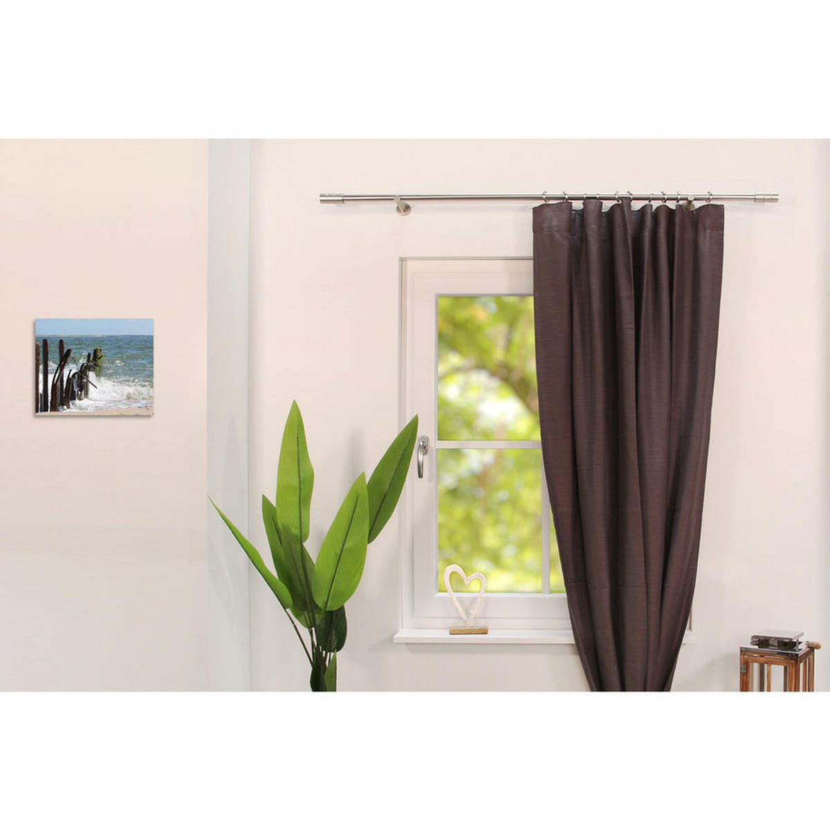GARDINENSTANGE 1-Lauf Zylinder - Silberfarben, Metall (410cm) - Deco-Raum