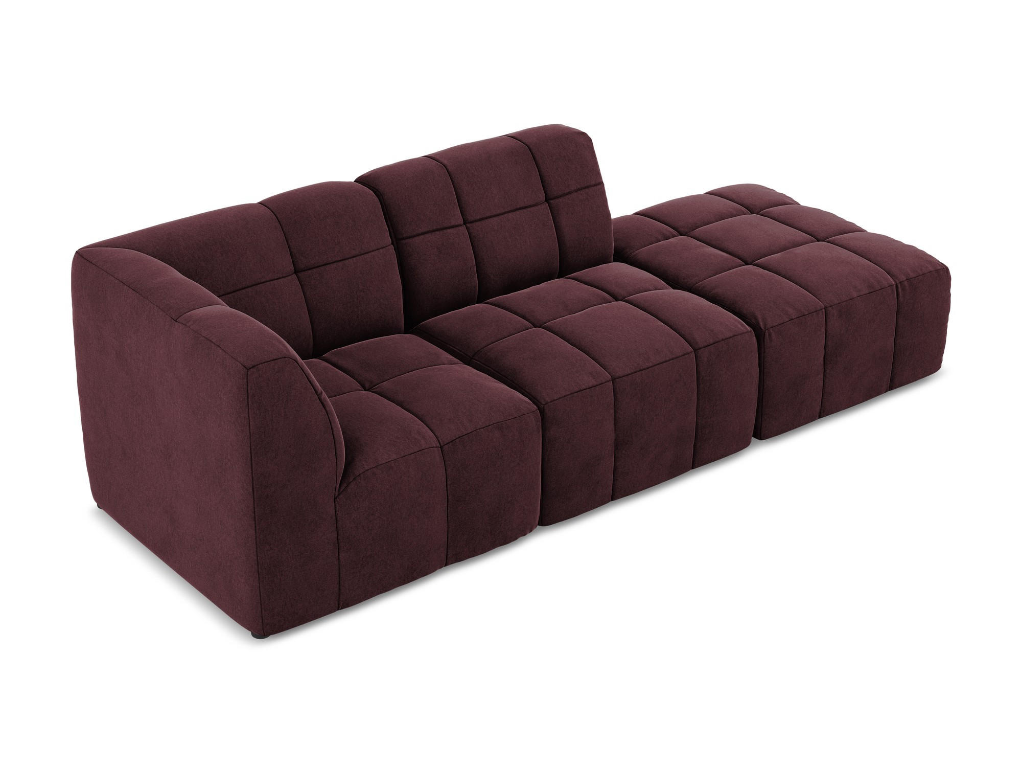 ECKSOFA Rechts Samt Stoff Rot - Weinrot/Schwarz, Holzwerkstoff/Kunststoff (240/90cm) - Makamii