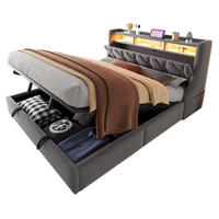 POLSTERBETT 180/200 cm Grau aus Samt mit Bettkasten, LED-Beleuchtung und USB - Grau, Textil (180/200cm) - Flora Grace
