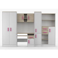 JUGENDZIMMER Wohnwand Colorino in Weiß und Eiche Sonoma – mit rosa Griffen 5 teilig - Kinderzimmer Komplett - Weiß, Holzwerkstoff (80/200/120cm)