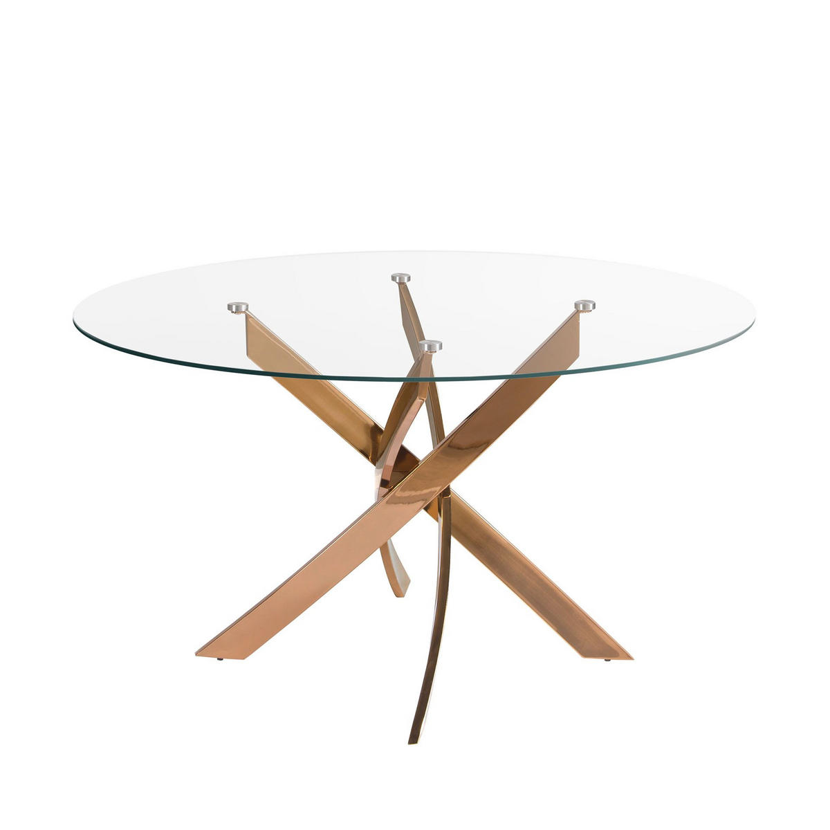 ESSTISCH Runder Esstisch aus gehärtetem Glas und rosa Stahl Ø110/75 cm - Pink/Hellrosa, Glas/Metall (110/110/75cm) - ANGEL CERDA