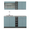 SINGLEKÜCHE R-Line Blau-Grau/Anthrazit 160 cm, AP Marmor - Anthrazit/Blaugrau, Holzwerkstoff (160/81.6/60cm) - Vicco