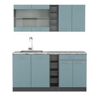 SINGLEKÜCHE R-Line Blau-Grau/Anthrazit 160 cm, AP Marmor - Anthrazit/Blaugrau, Holzwerkstoff (160/81.6/60cm) - Vicco