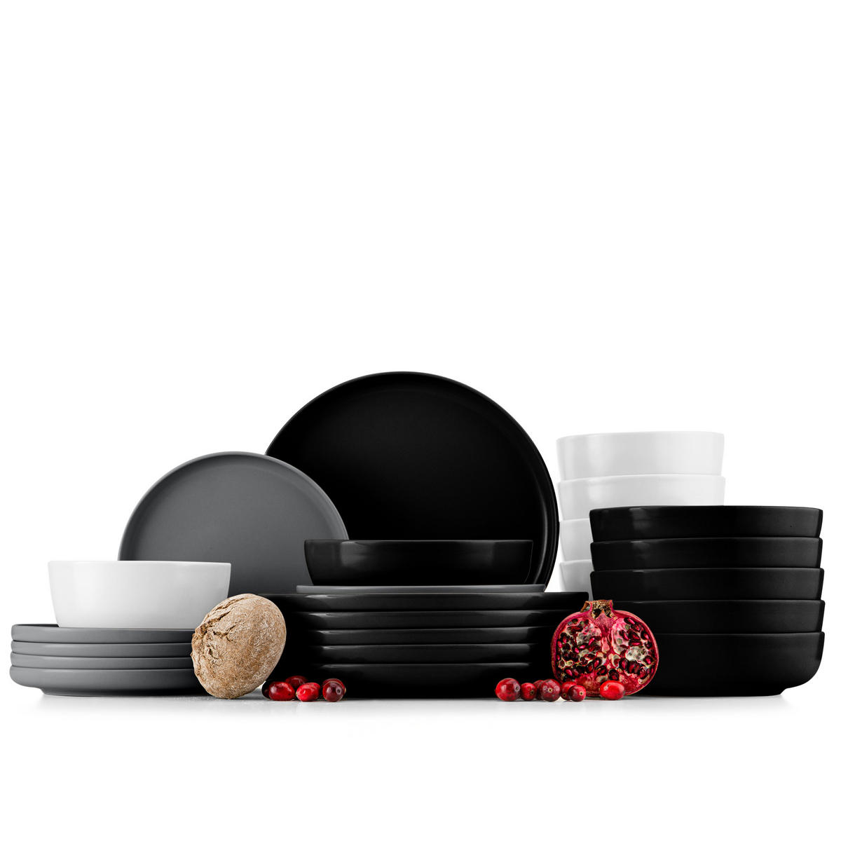KOMBISERVICE VICTO 6 Personen 24-tlg - Schwarz/Grau, Keramik (27/2/27cm) - KONSIMO®