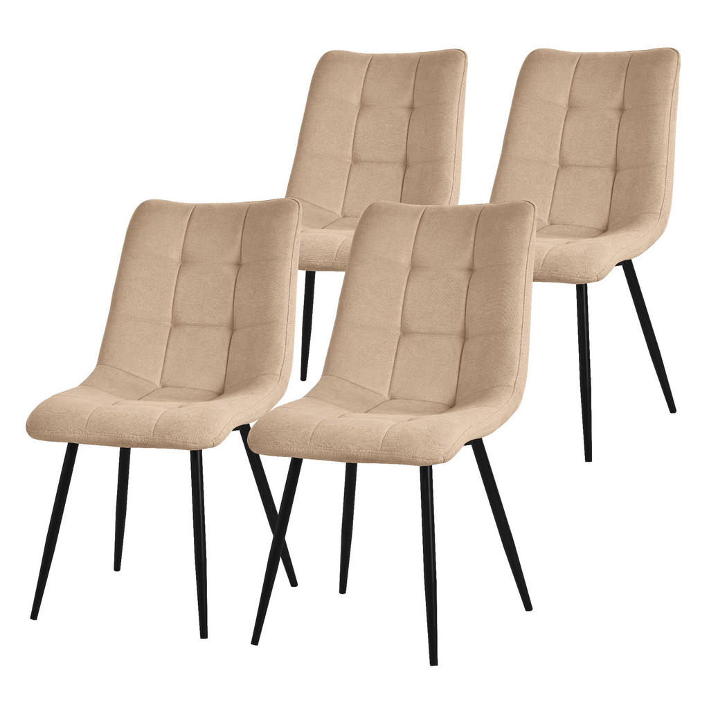 ML-DESIGN SADA 4 JEDÁLENSKÝCH ŽIDLÍ S látkovým potahem v barvě světle hnědé