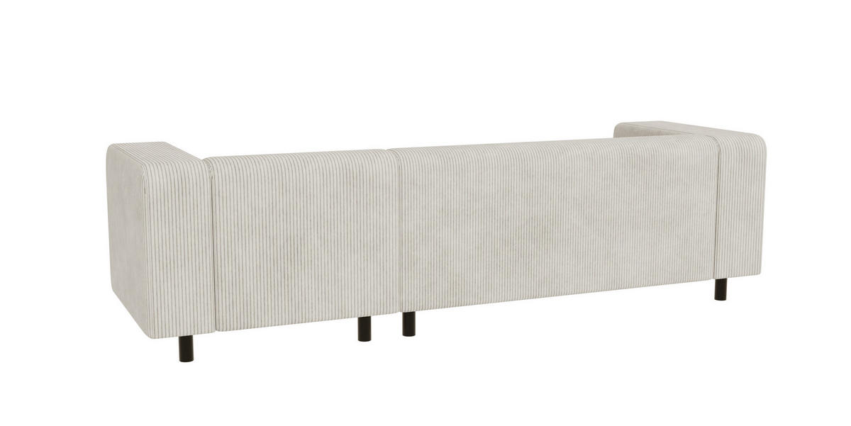 ECKSOFA Tove Beige Cord - Ottomane rechts - Beige/Schwarz, Holz/Kunststoff (240/142cm) - S-Style Möbel