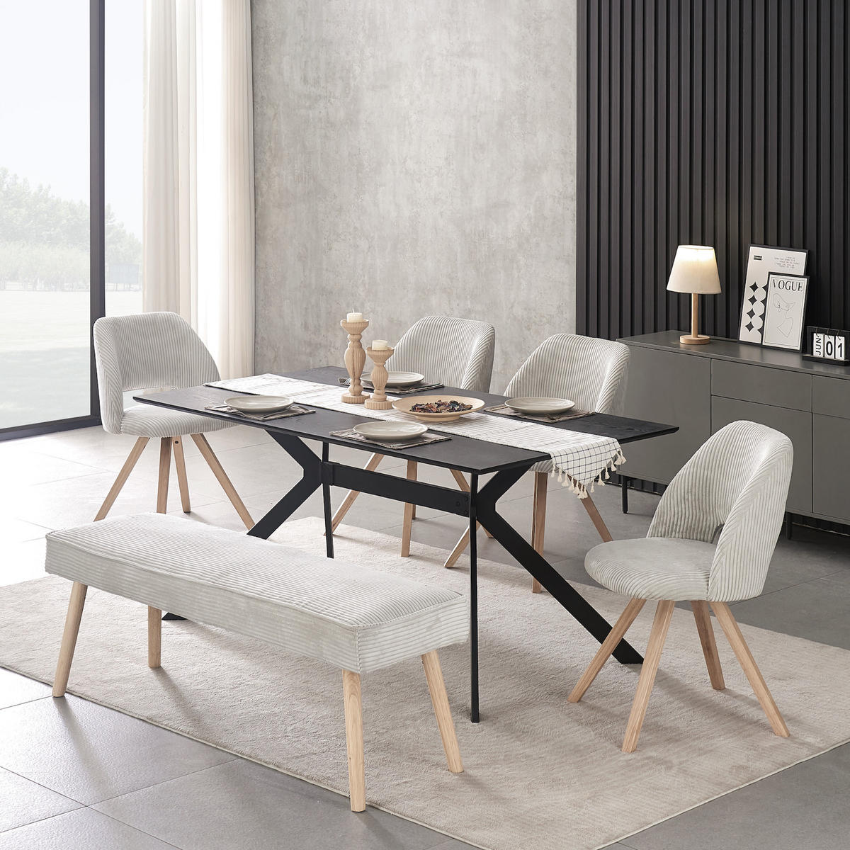 SITZBANK EMIL 140/42/50 cm Grau - Grau, Holz/Textil (140/50/42cm) - B&D Home