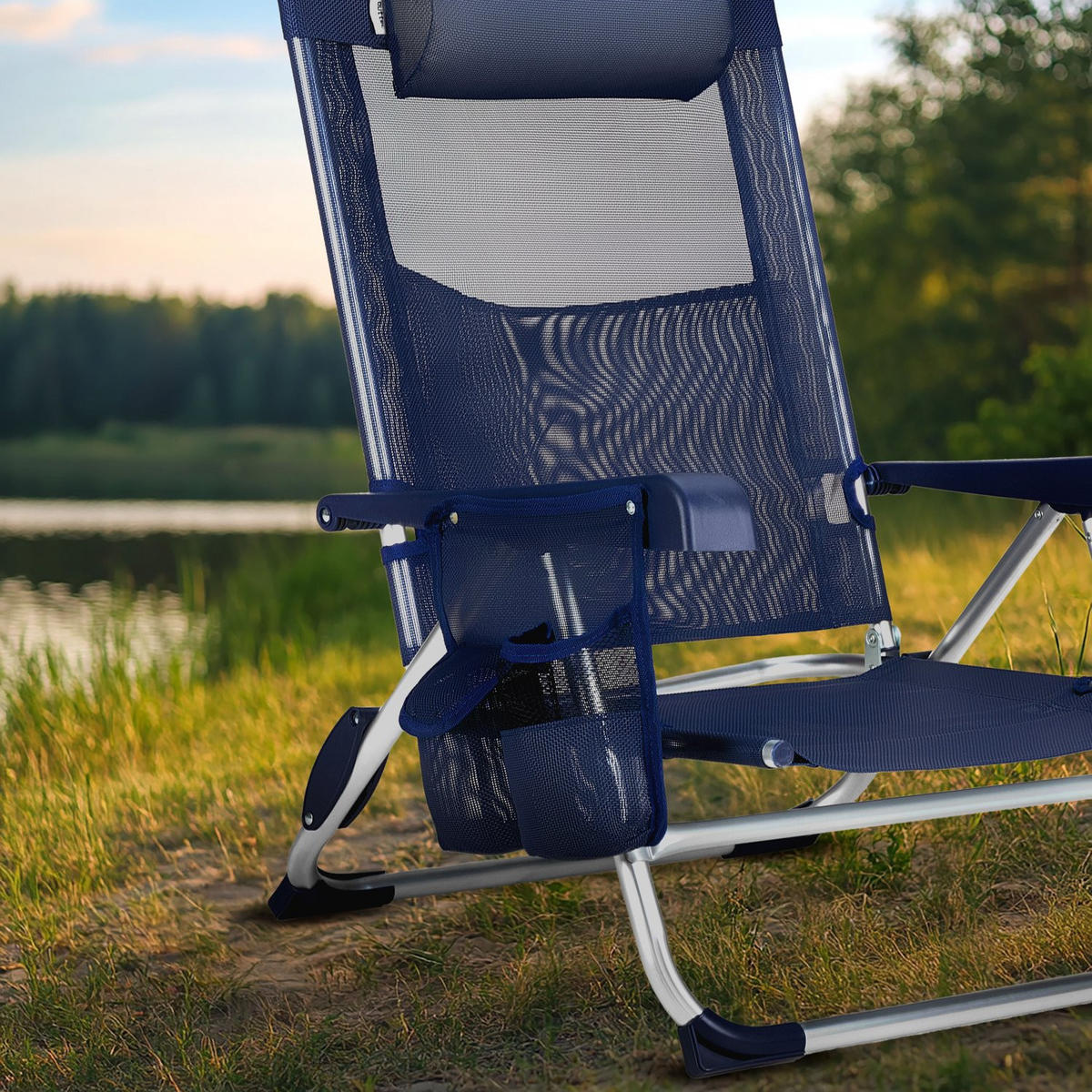 GARTEN-RELAXSESSEL bis 120 kg - Blau, Textil (58.5/74/46cm) - Outtec