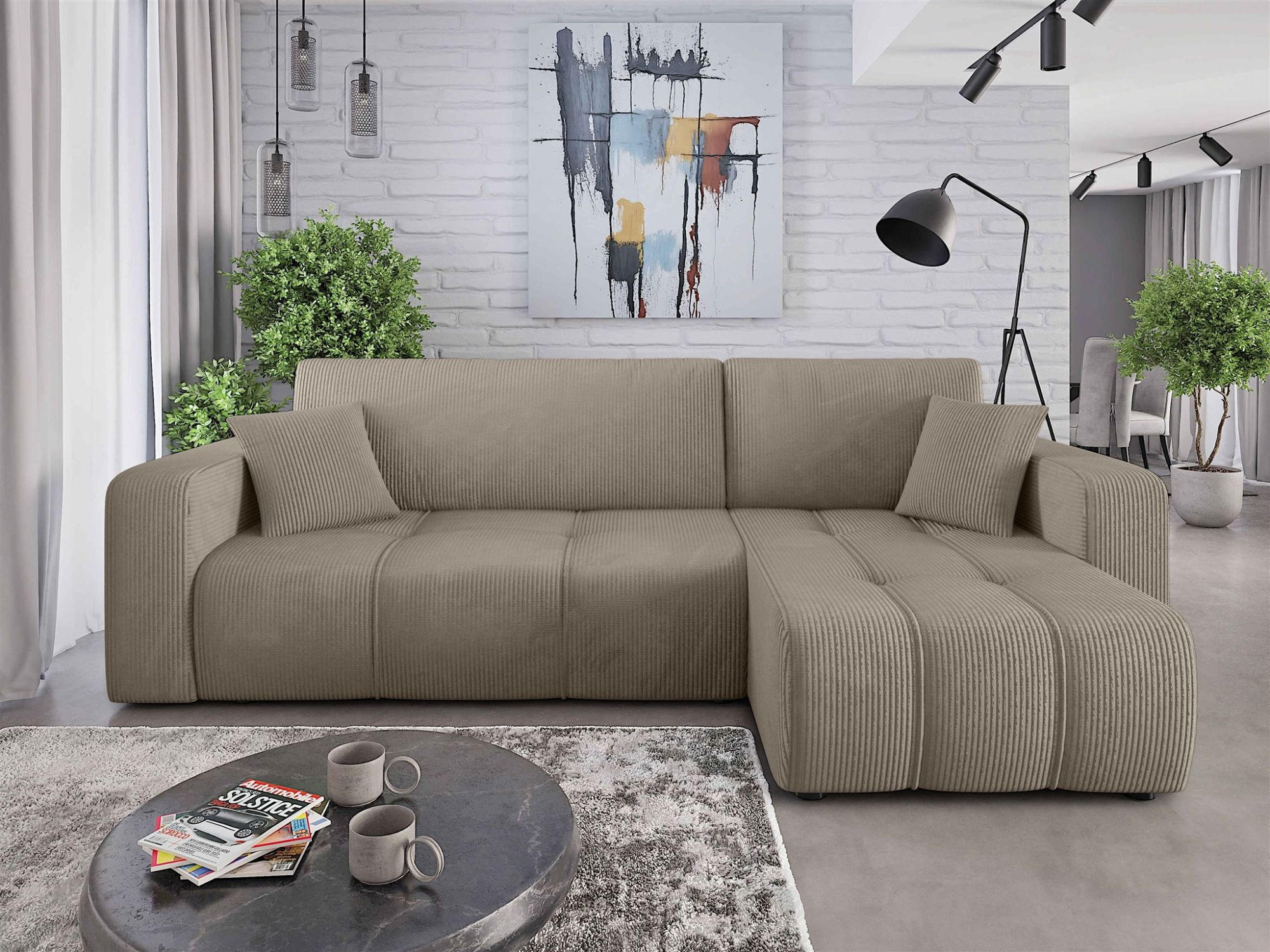 ECKSOFA Dagny Mit Schlaffunktion - Braun, Holzwerkstoff/Textil (248/146cm) - Fun Möbel