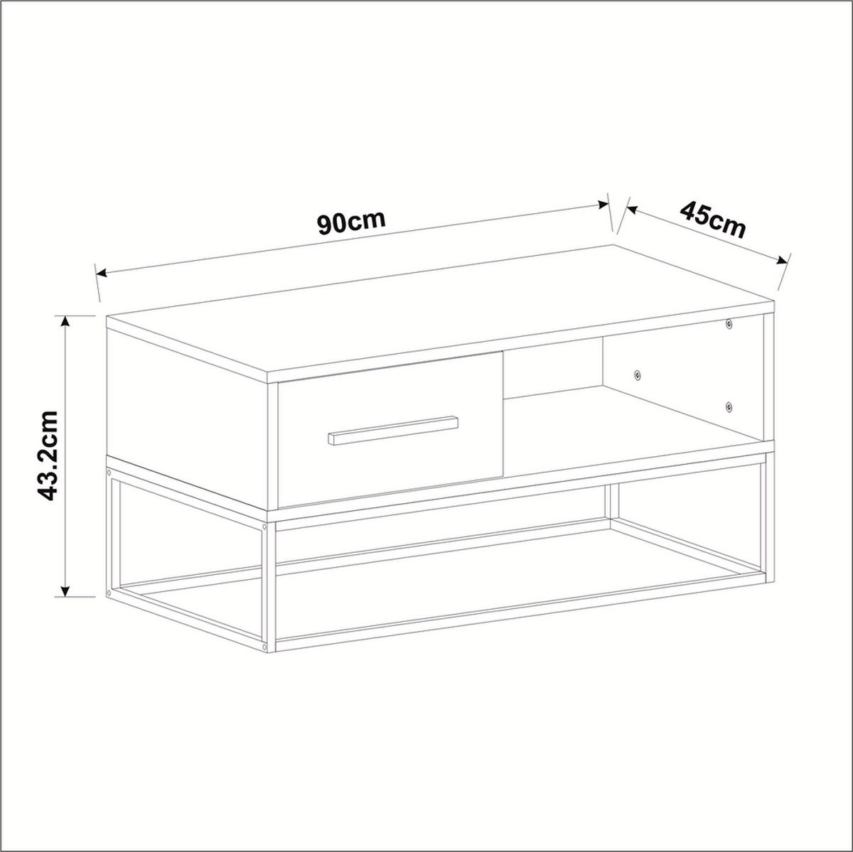 COUCHTISCH Mira Anthrazit Gold Metallfüße 9871 - Anthrazit/Goldfarben, Holzwerkstoff/Metall (45/90/43.2cm) - moebel17