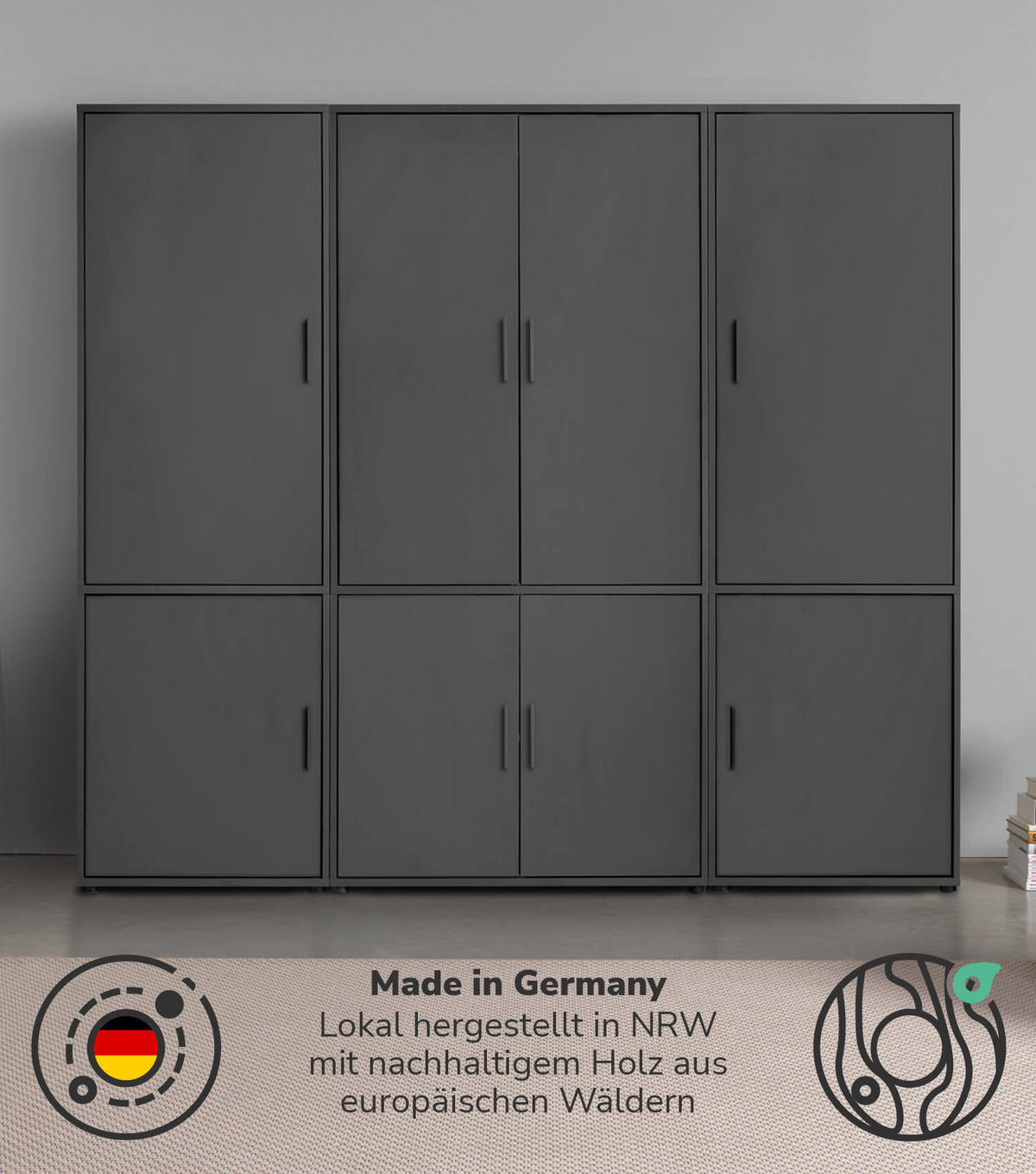KLEIDERSCHRANK Der Grenzenlose - Anthrazit, Holzwerkstoff (210/187/58cm) - Mokebo
