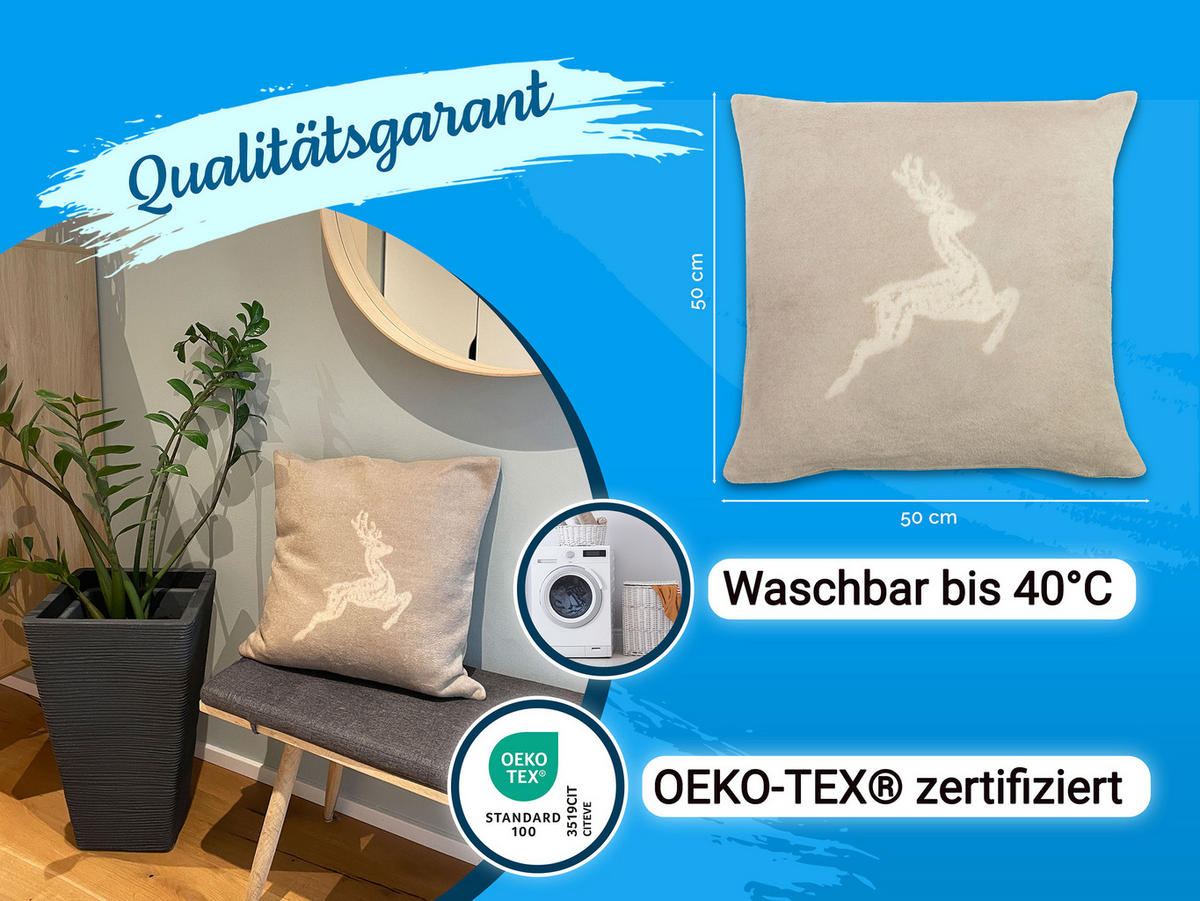 KISSENBEZUG, 50x50 cm, 60% Baumwolle, 40% Polyacryl, fango - Fango, Naturmaterialien (50/50cm) - Zollner