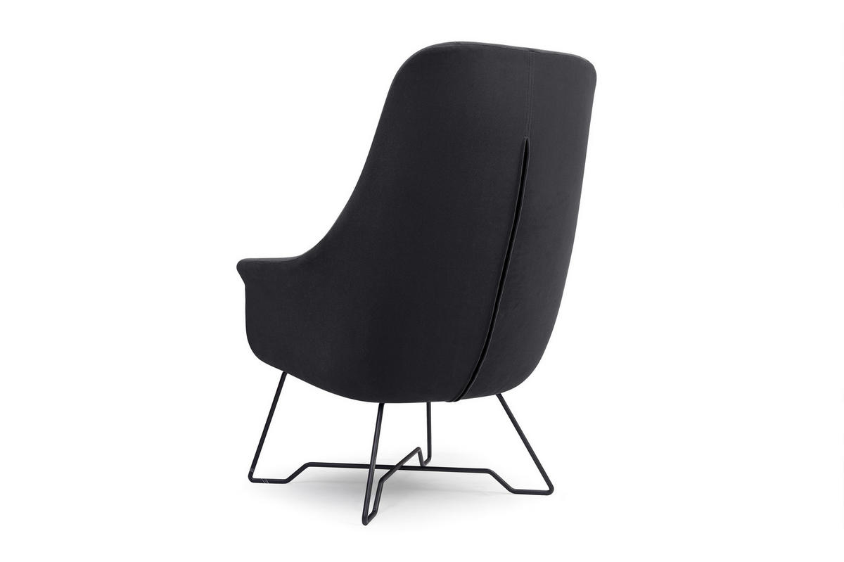 SESSEL SEDUTA, Modern Polstersessel Loungesessel, Velours-Stoff Schwarz - Schwarz, Holz/Metall (72.5/101.5/83cm) - MASSENO