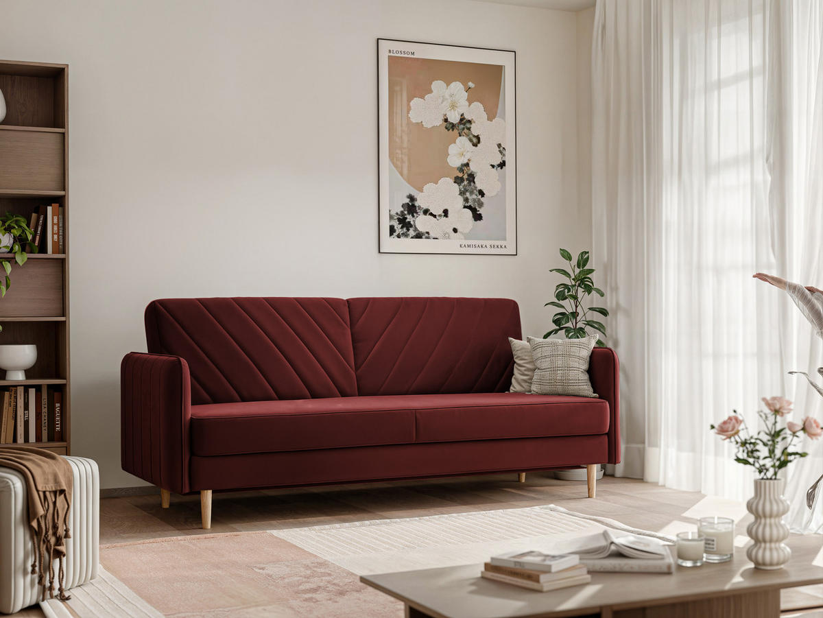 SCHLAFSOFA COLETTE mit Bettkasten Rot - Rot, Holzwerkstoff/Kunststoff (200/85/90cm) - Idohome