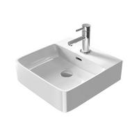 WASCHBECKEN mit 1 Hahnloch, Überlauf und Hahnlochbank, Weiß 42,5/41,5/12,5 cm - Weiß Hochglanz, Keramik (41.5/12.5/42.5cm) - EMKE