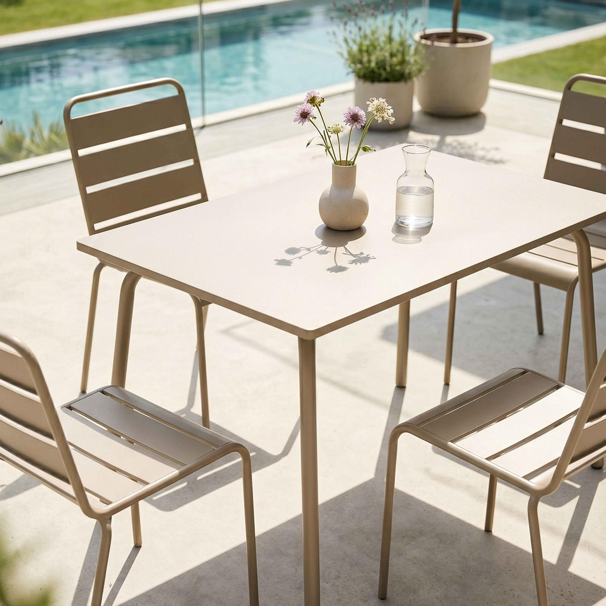GARTENSET 5-tlg., Taupe - Taupe, Metall - Oviala