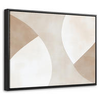 LEINWAND Bilder mit Rahmen - Braun - Japandi - Abstrakt - 40x30 - Sandfarben, Textil (40/30cm) - MuchoWow