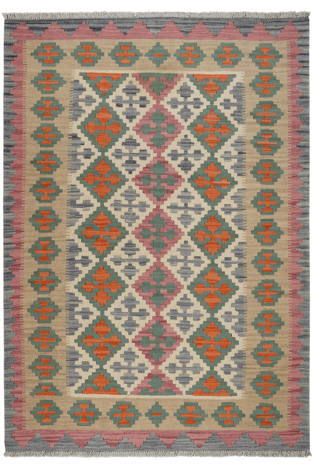 Looma Kelim-Teppich Beige 127x181 cm