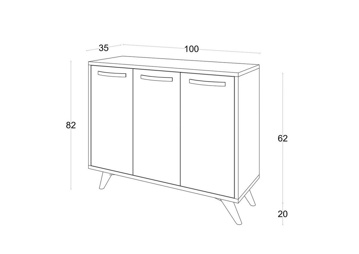 BUFFETSCHRANK piffa grau anthrazit - Grau, Holz (35/82/100cm) - Habitat Garten