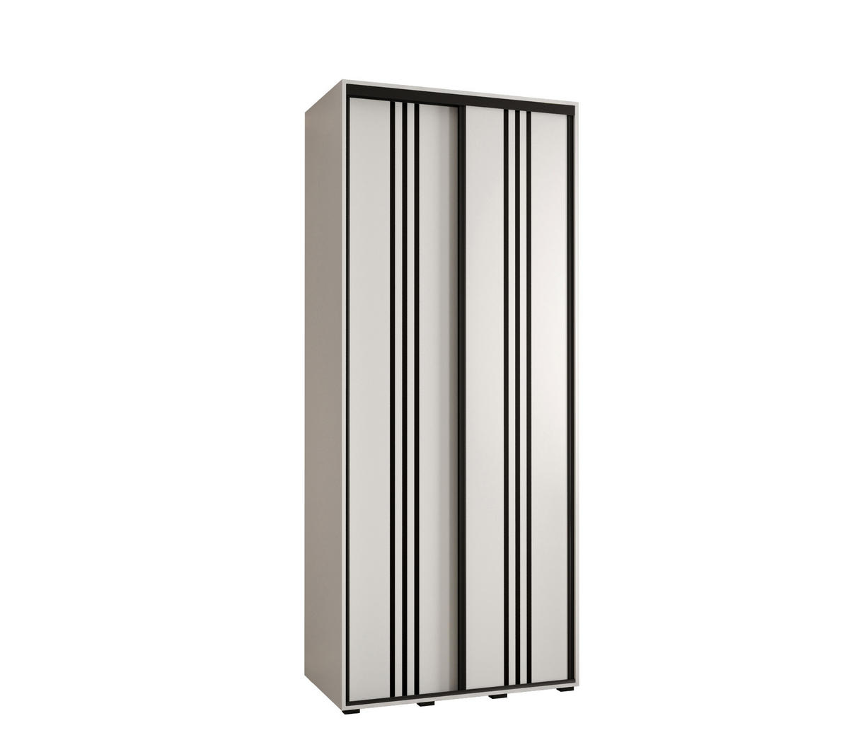 SCHWEBETÜRENSCHRANK 235,2/100/45 2-türig - Schwarz/Weiß, Holz/Metall (100/235/45cm) - Abiks Möbel